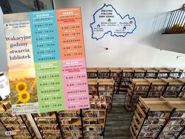 Wakacje z książką! Sprawdź letnie godziny otwarcia bibliotek w gminie Szemud