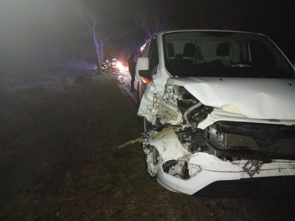 Kielno. Samochód uderzył w przewrócone drzewo.